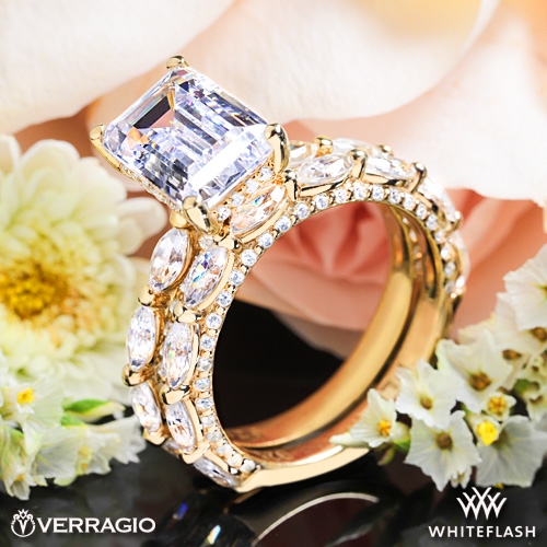 14k Yellow Gold Verragio ENG-0491EM Diamond Wedding Set